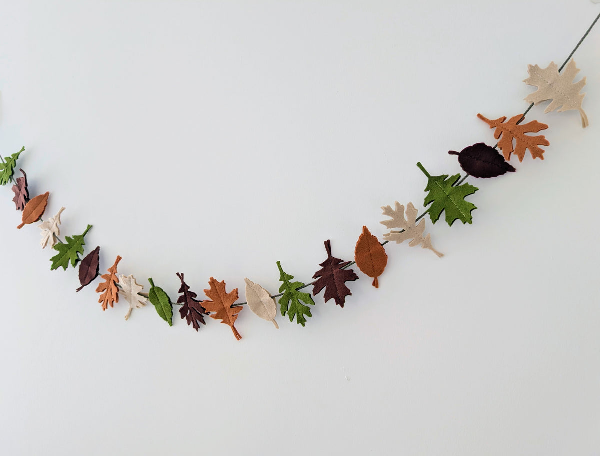 Felt Autumn Leaves Garland - Neutral tones