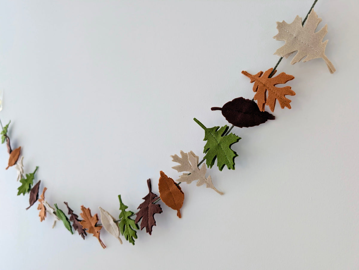 Felt Autumn Leaves Garland - Neutral tones