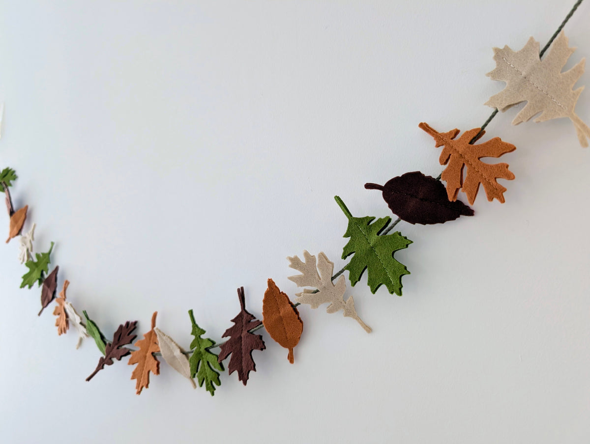 Felt Autumn Leaves Garland - Neutral tones
