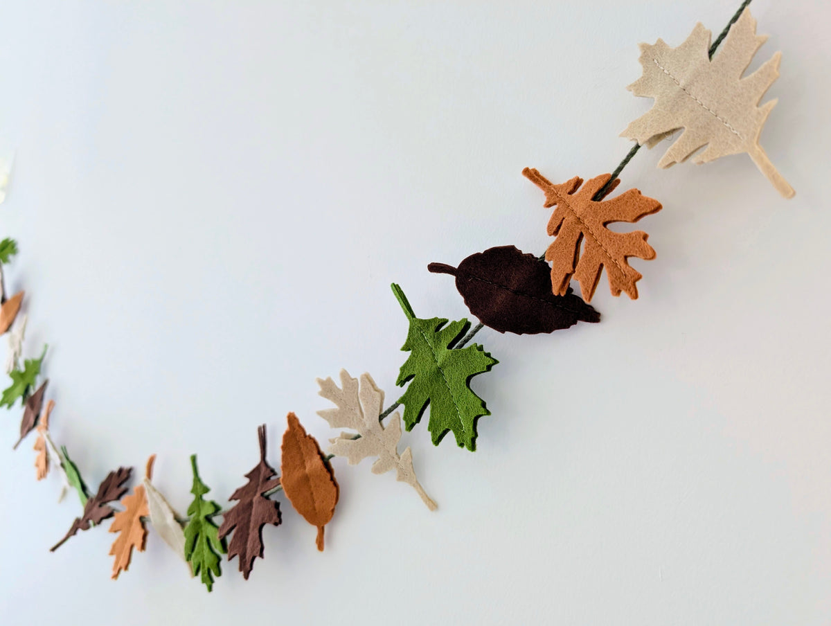 Felt Autumn Leaves Garland - Neutral tones