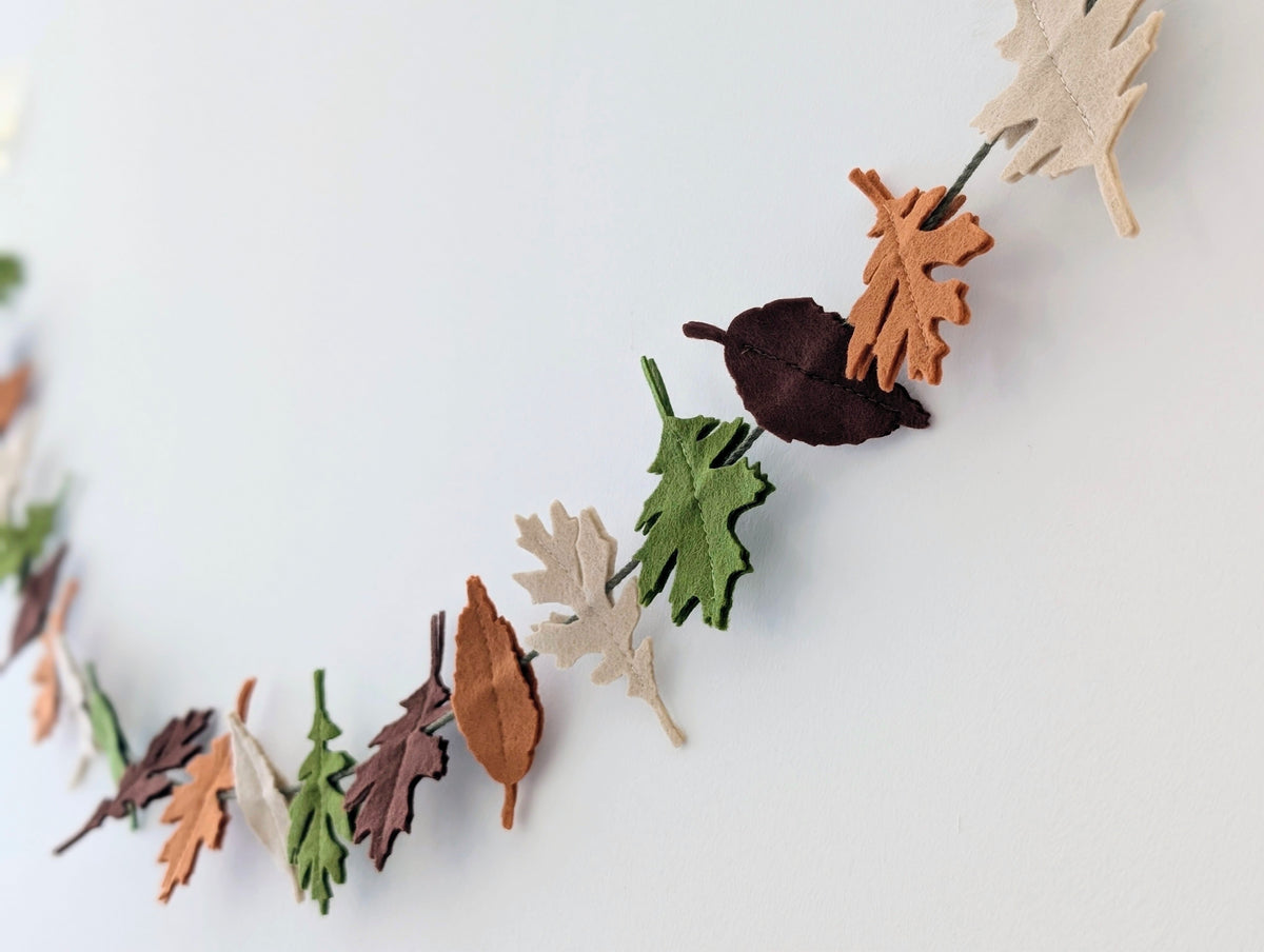 Felt Autumn Leaves Garland - Neutral tones