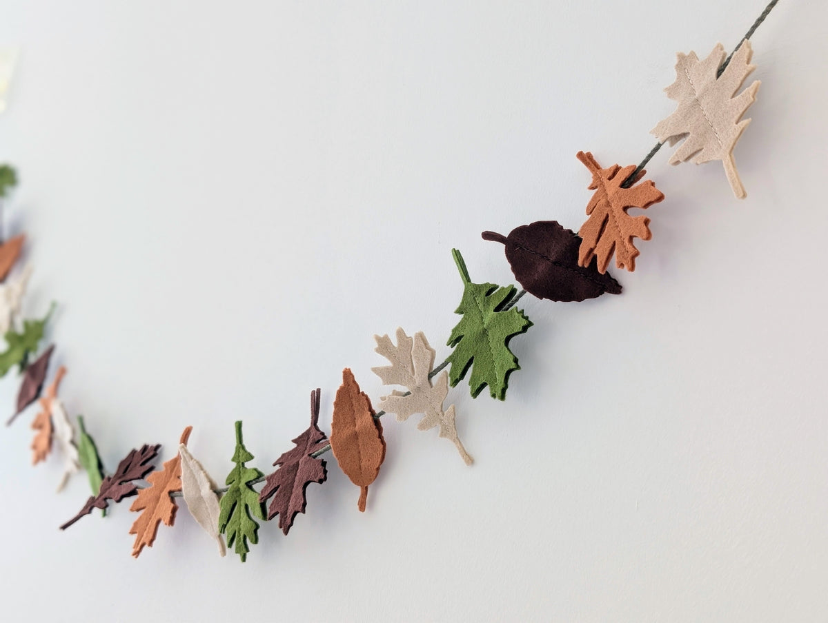 Felt Autumn Leaves Garland - Neutral tones