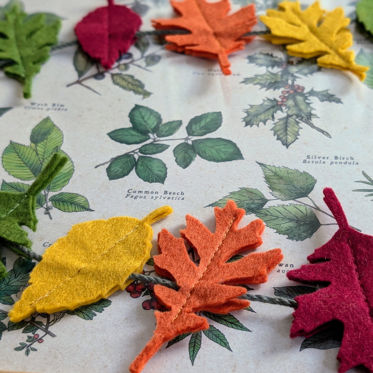 Felt Autumn Leaves Garland - Rich Autumn Tones