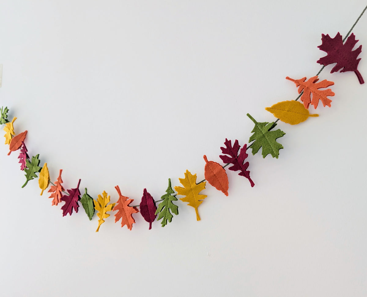 Felt Autumn Leaves Garland - Rich Autumn Tones