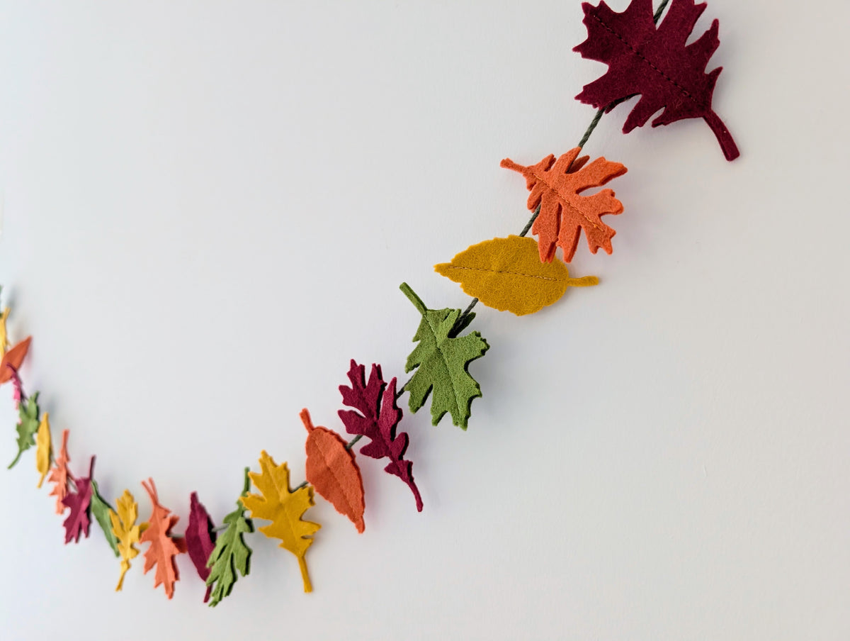 Felt Autumn Leaves Garland - Rich Autumn Tones