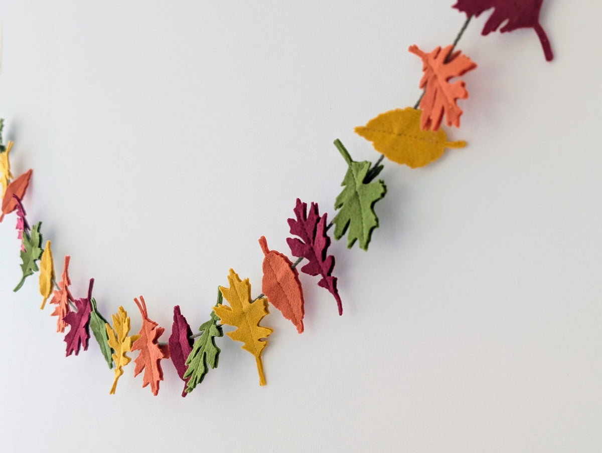 Felt Autumn Leaves Garland - Rich Autumn Tones