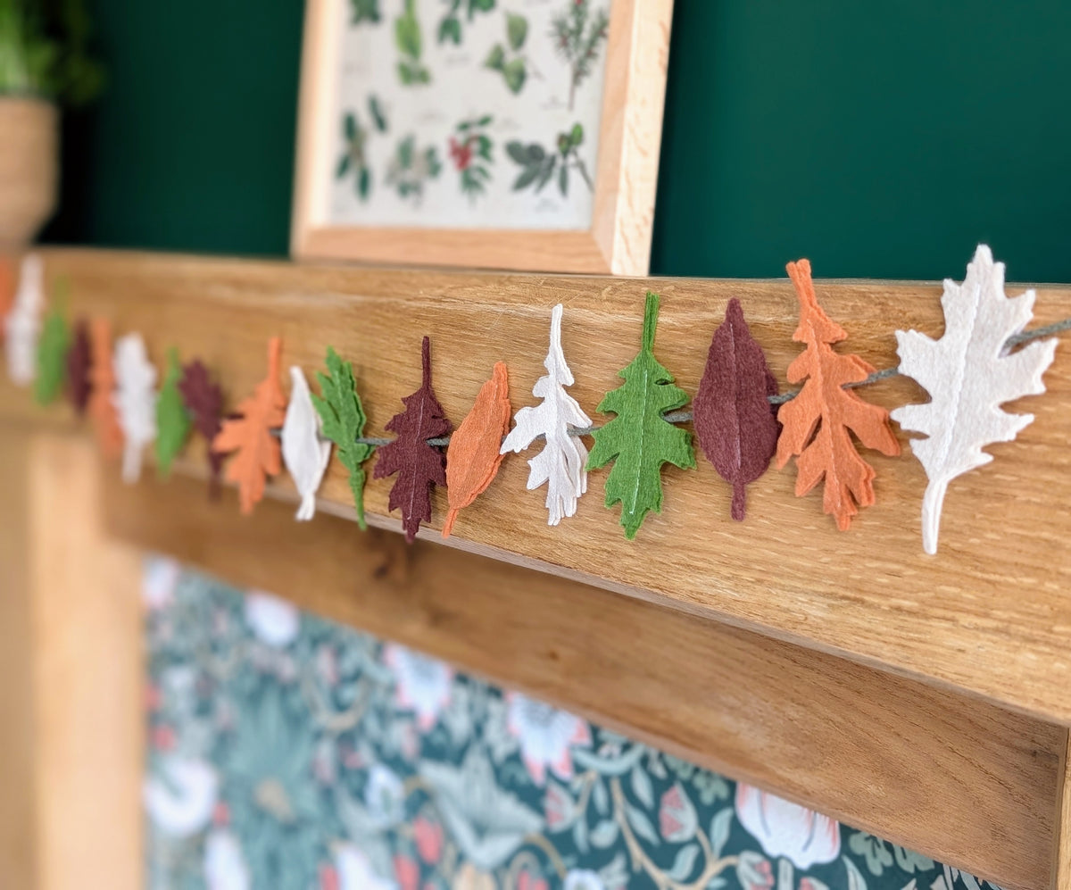 Felt Autumn Leaves Garland - Neutral tones