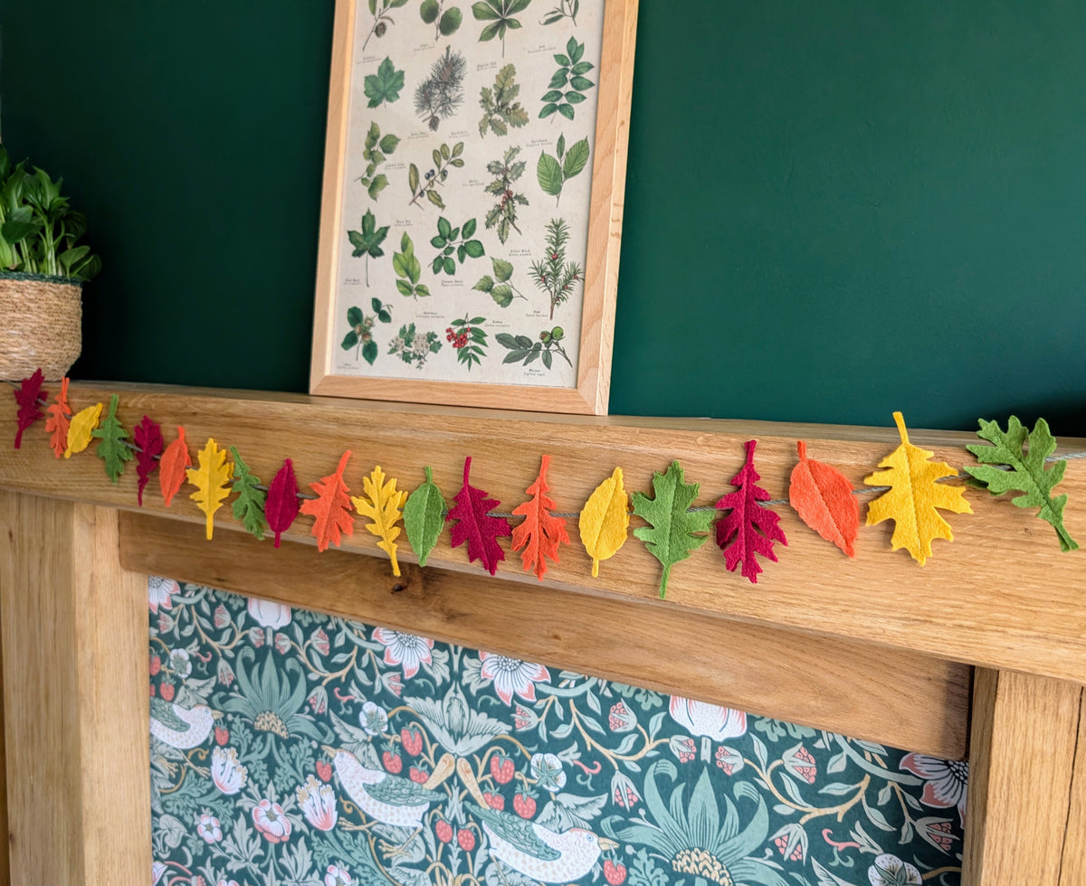 Felt Autumn Leaves Garland - Rich Autumn Tones