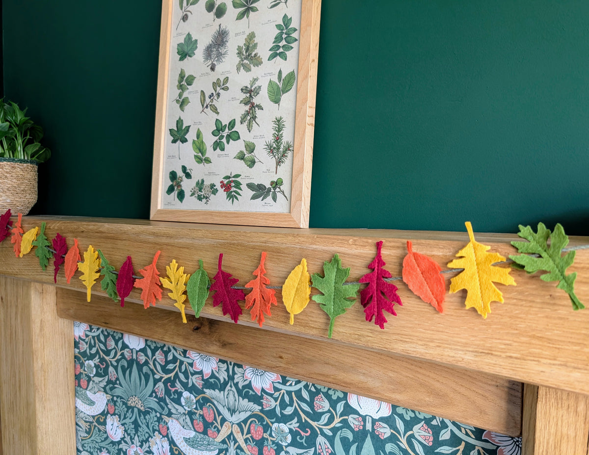 Felt Autumn Leaves Garland - Rich Autumn Tones