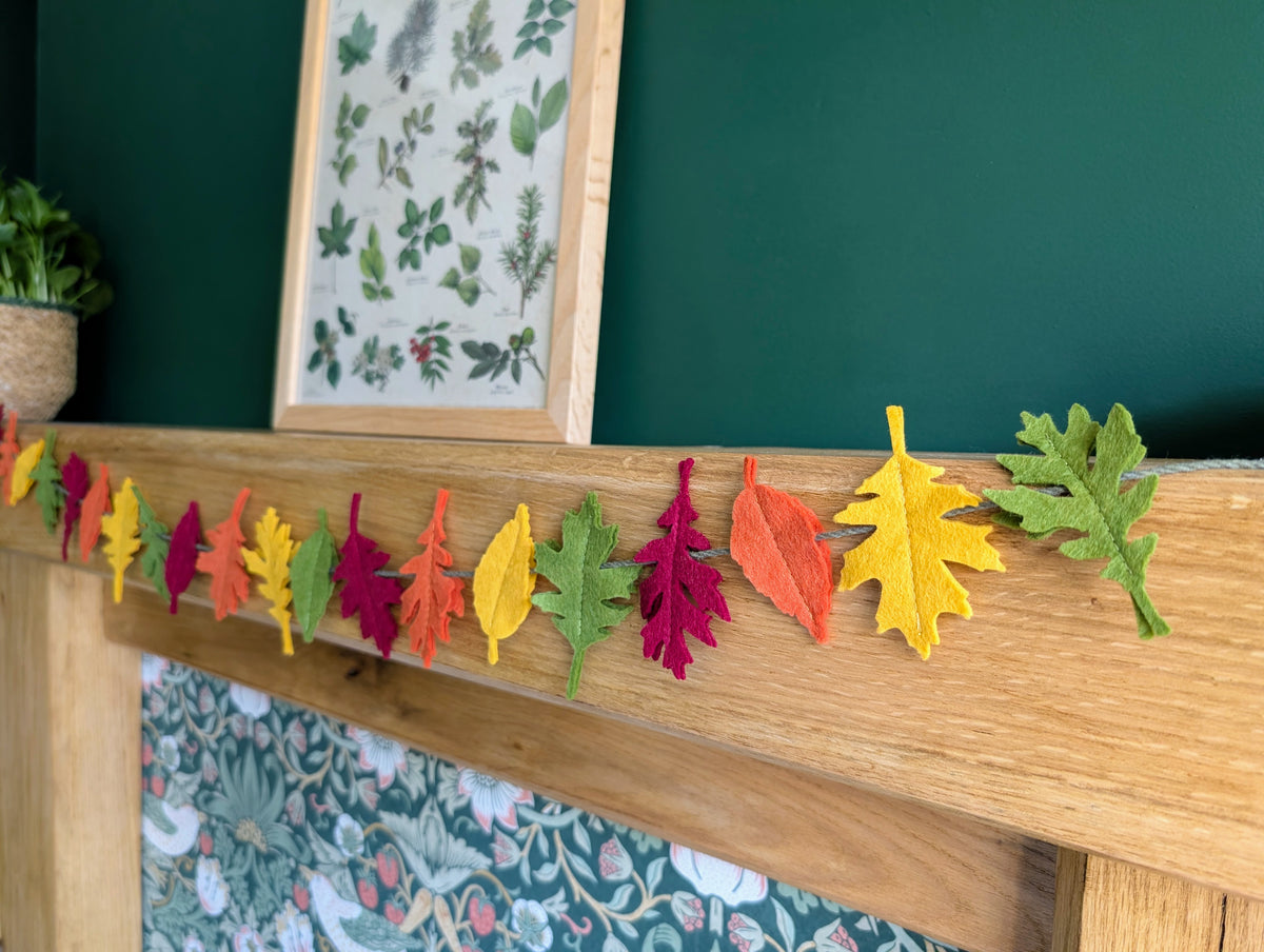 Felt Autumn Leaves Garland - Rich Autumn Tones