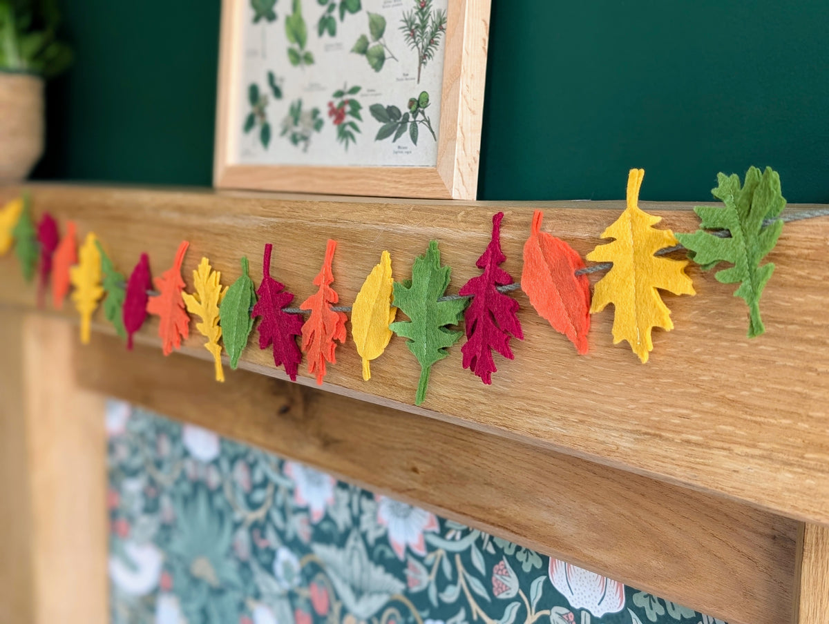 Felt Autumn Leaves Garland - Rich Autumn Tones