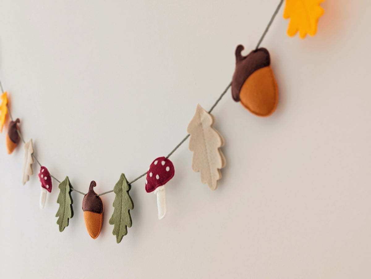 Felt Woodland Garland - Acorn, Toadstool and Leaf bunting
