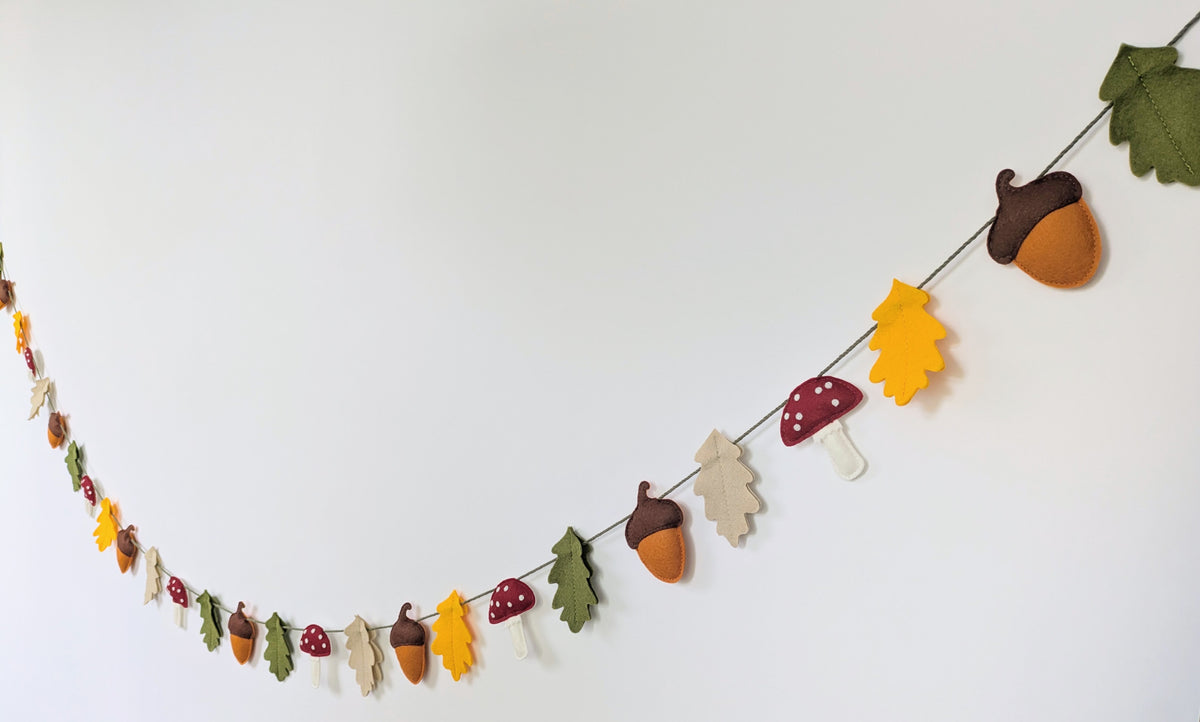 Felt Woodland Garland - Acorn, Toadstool and Leaf bunting