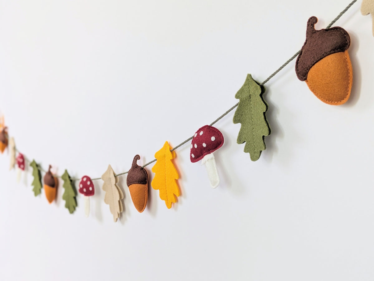 Felt Woodland Garland - Acorn, Toadstool and Leaf bunting