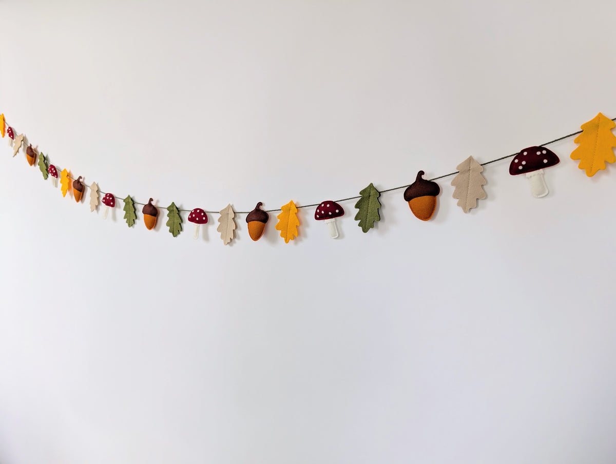 Felt Woodland Garland - Acorn, Toadstool and Leaf bunting