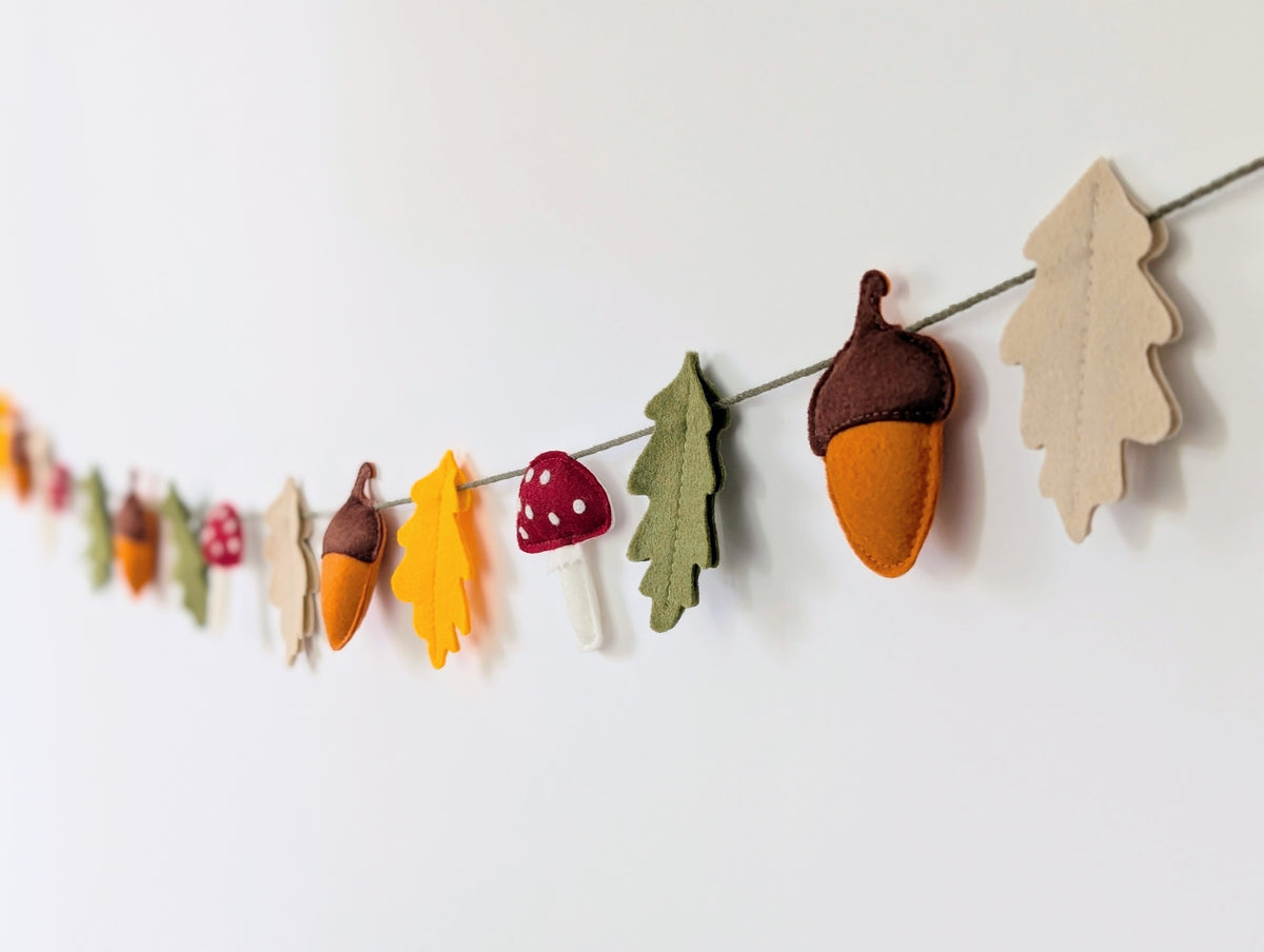 Felt Woodland Garland - Acorn, Toadstool and Leaf bunting
