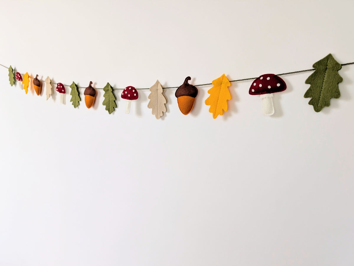 Felt Woodland Garland - Acorn, Toadstool and Leaf bunting
