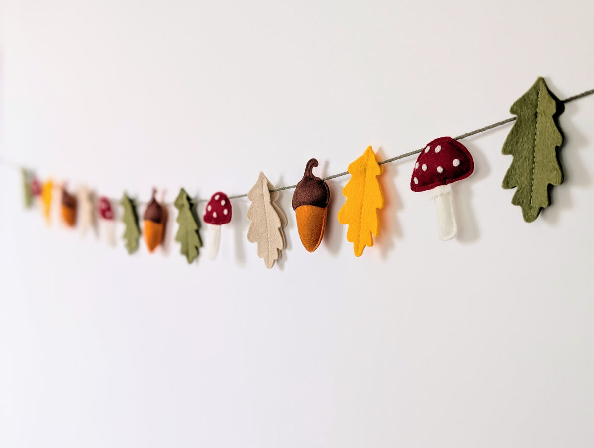 Felt Woodland Garland - Acorn, Toadstool and Leaf bunting