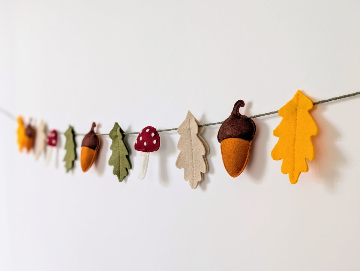 Felt Woodland Garland - Acorn, Toadstool and Leaf bunting