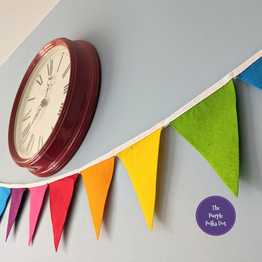 Rainbow felt bunting (7 colours, 14 flags)