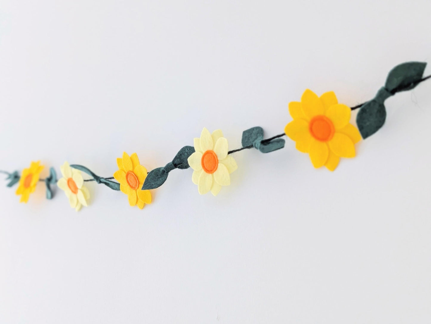 Yellow daffodil and leaves garland: floral spring or Easter bunting