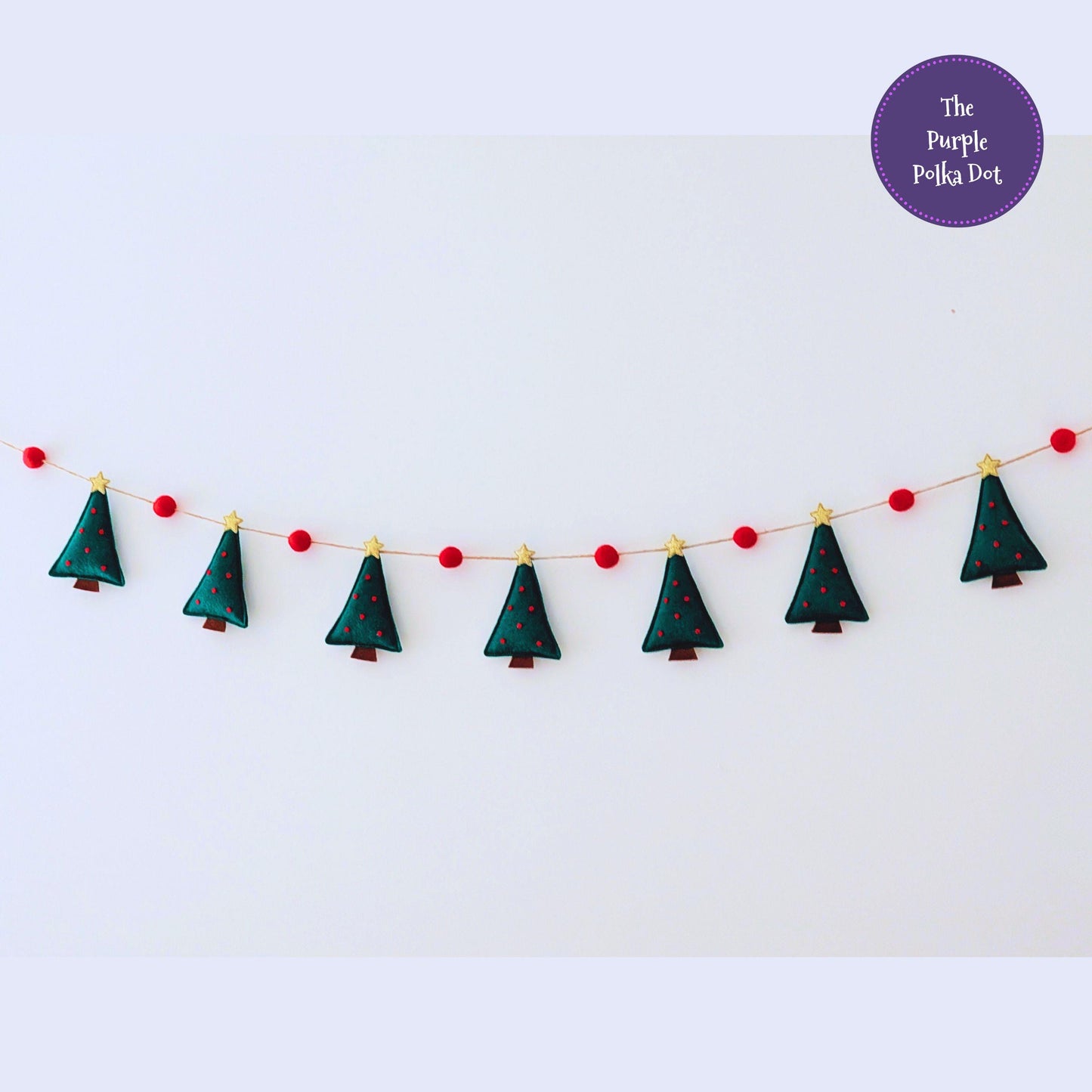 Felt Christmas Tree Garland - Holly Green and Red in a Variety of Lengths