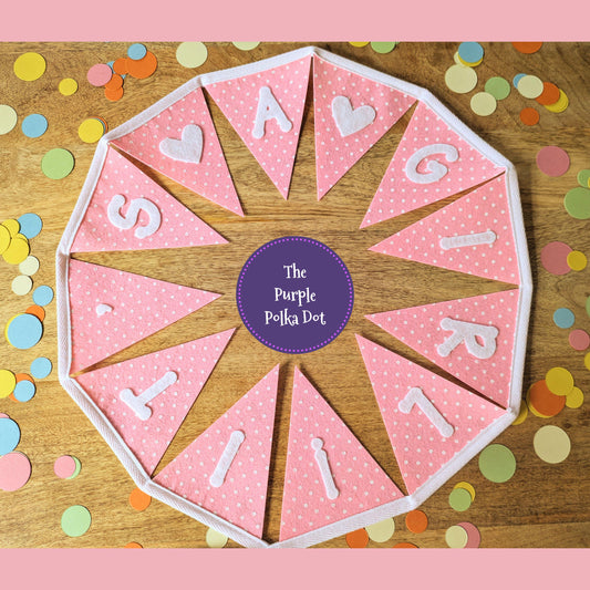 It's a girl banner, baby shower bunting, baby girl announcement sign, gender reveal garland, pink baby shower party decor, new baby banner