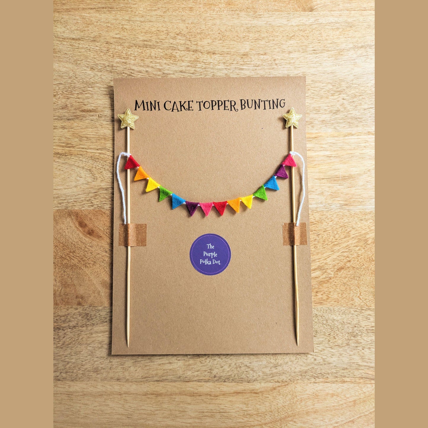 Felt Rainbow Cake Topper Bunting with Equilateral Triangle Flags