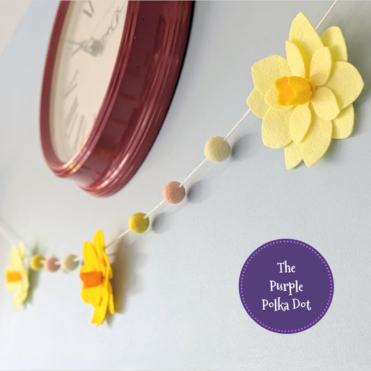Spring Easter felt daffodil flower garland