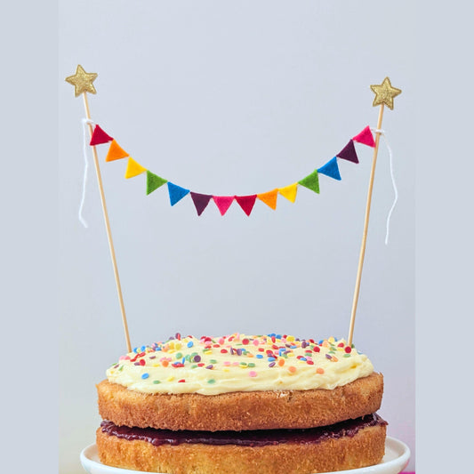 Felt Rainbow Cake Topper Bunting with Equilateral Triangle Flags