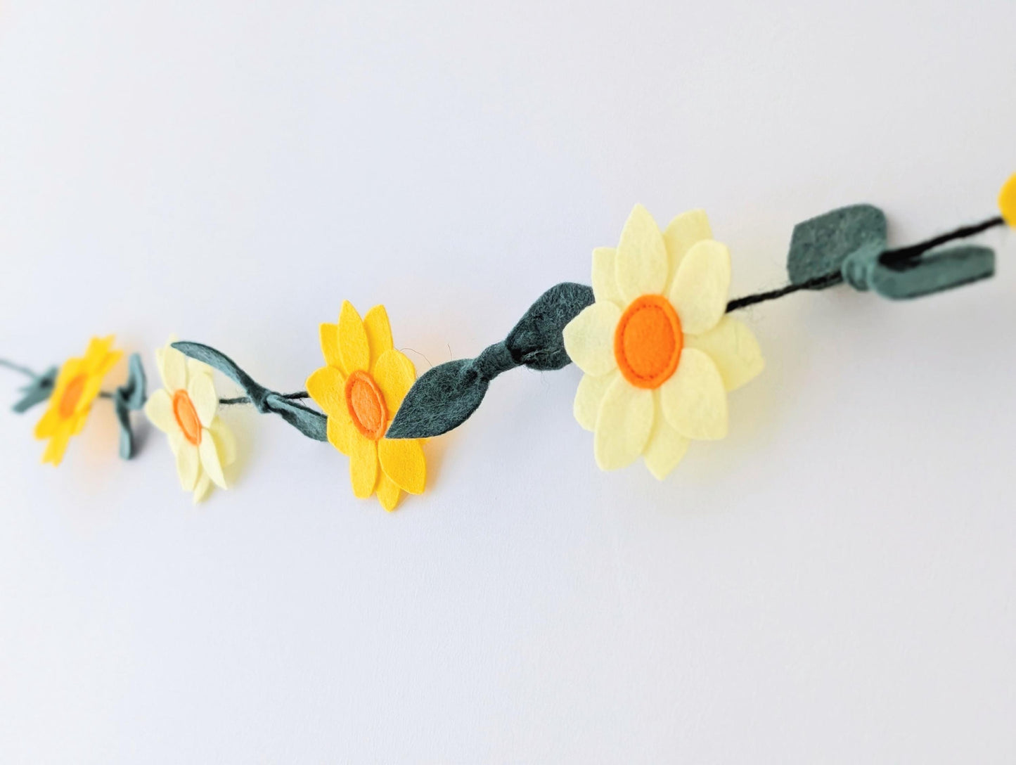 Yellow daffodil and leaves garland: floral spring or Easter bunting