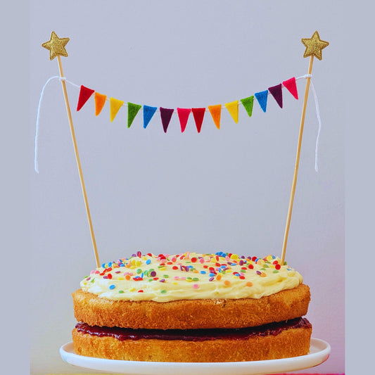Felt Rainbow Cake Topper Bunting with Isosceles Triangle Flags