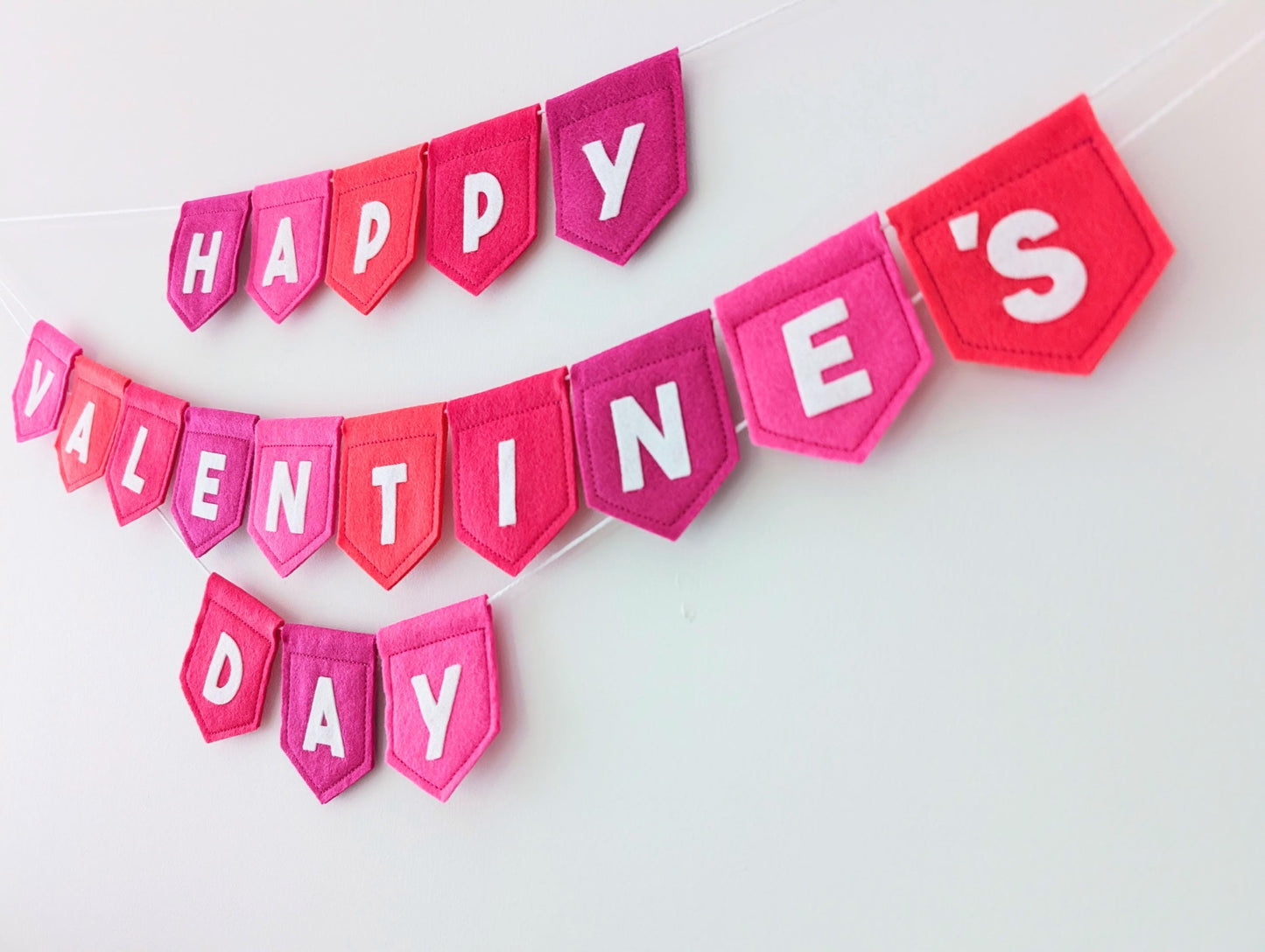 Felt Valentine's Day Banner: Handmade Pink and white bunting