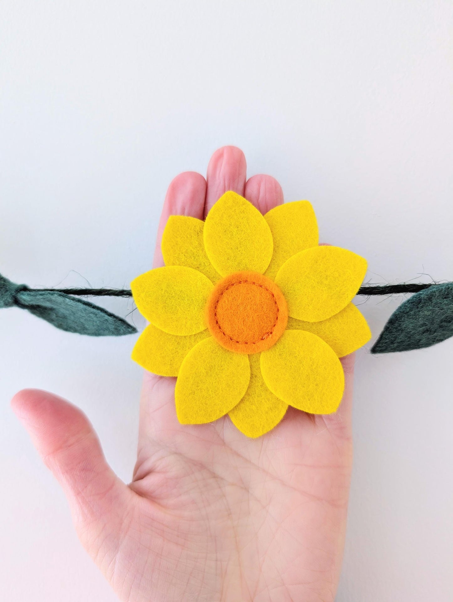 Yellow daffodil and leaves garland: floral spring or Easter bunting