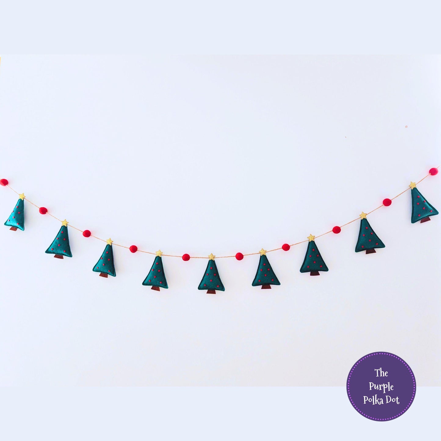 Felt Christmas Tree Garland - Holly Green and Red in a Variety of Lengths