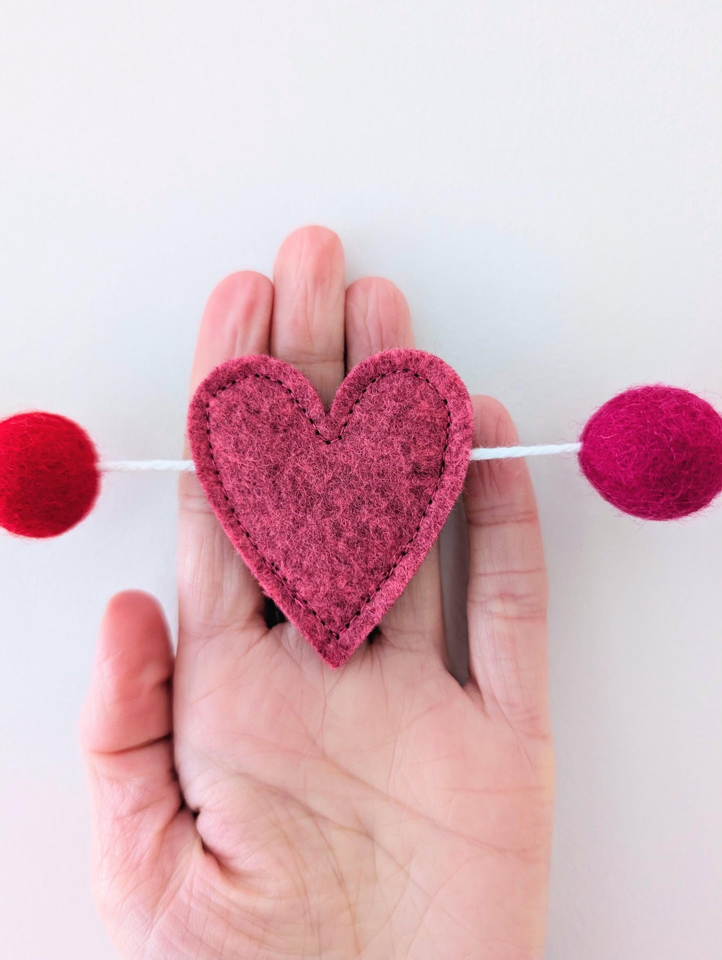Felt Heart Garland: Valentine's Day Decor, Handmade Bunting