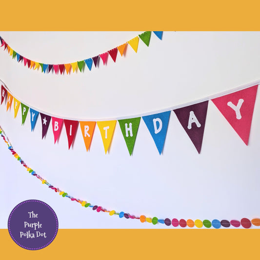 Felt Happy Birthday Bunting Banner Garland Rainbow