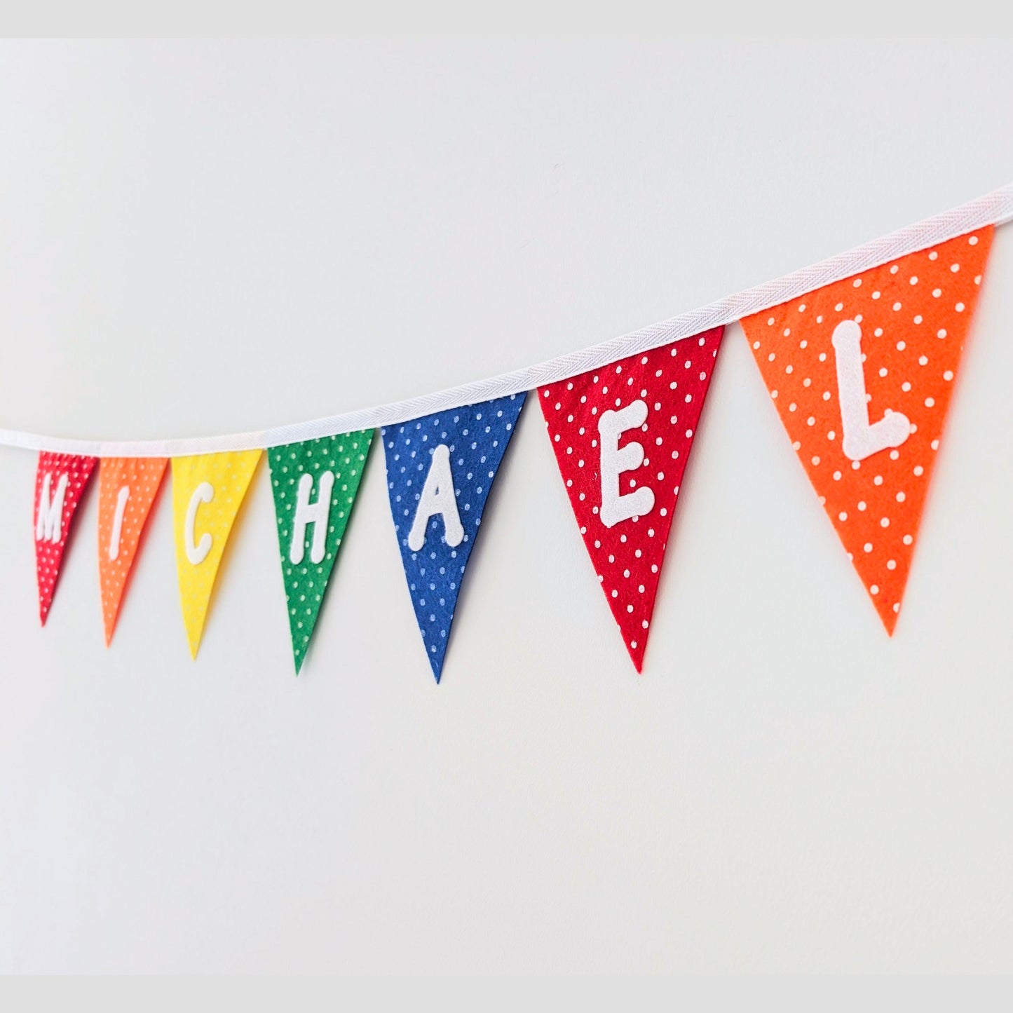 Personalised Polka Dot Rainbow Felt Bunting