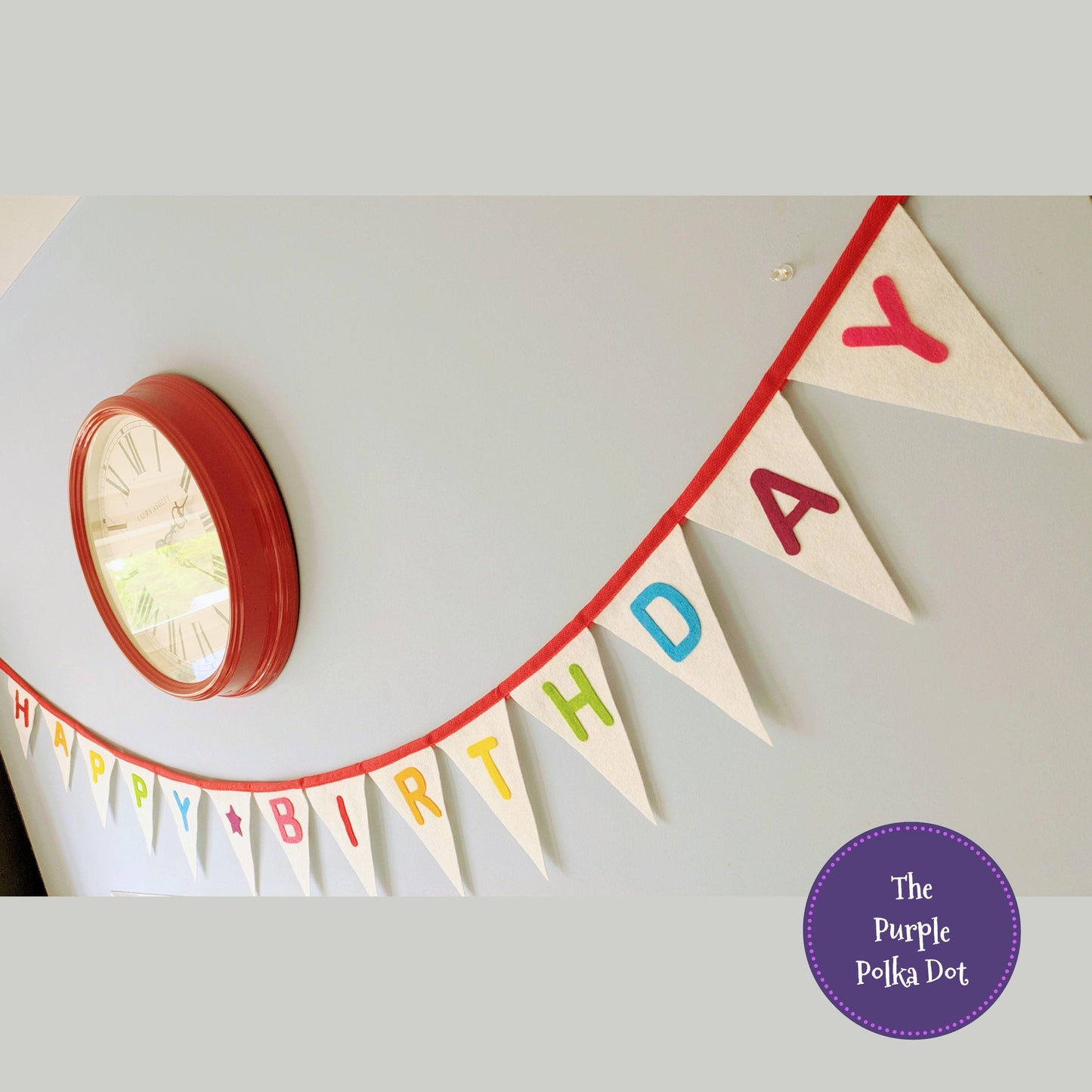 Happy Birthday felt bunting with rainbow hand-cut lettering
