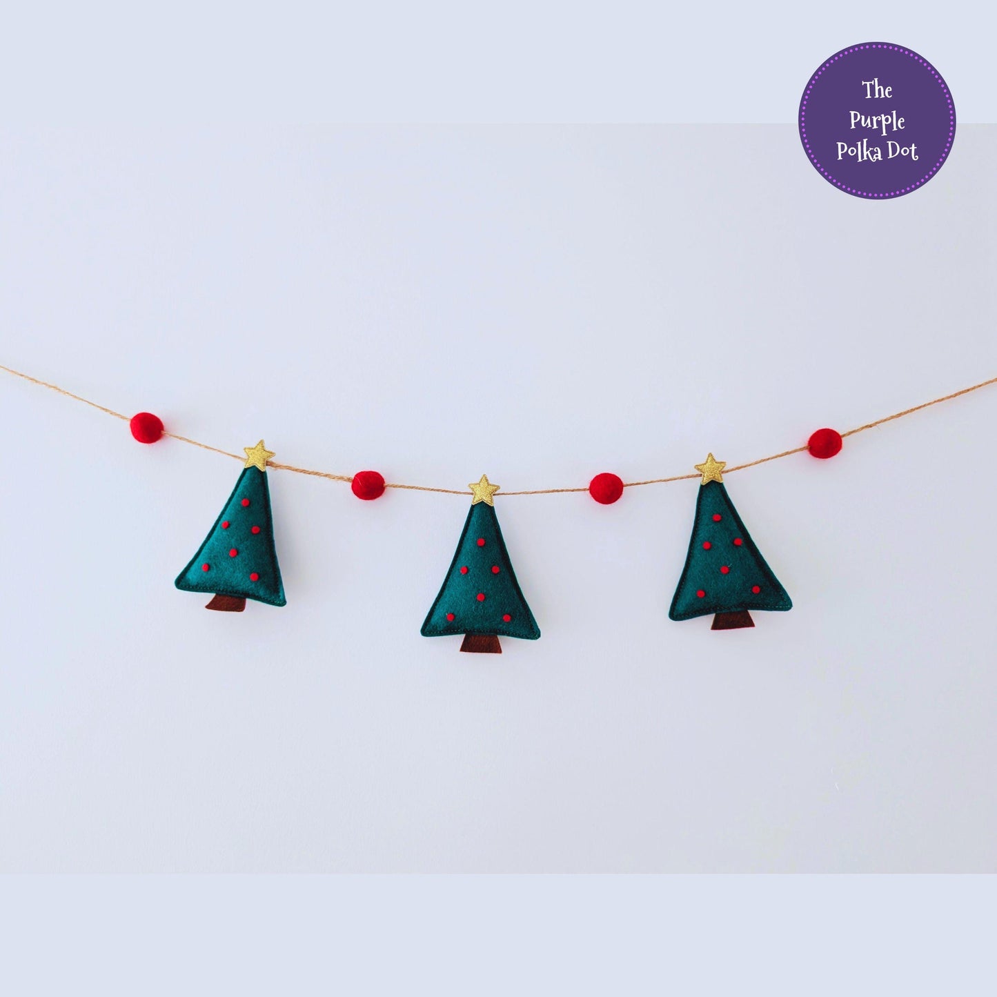 Felt Christmas Tree Garland - Holly Green and Red in a Variety of Lengths